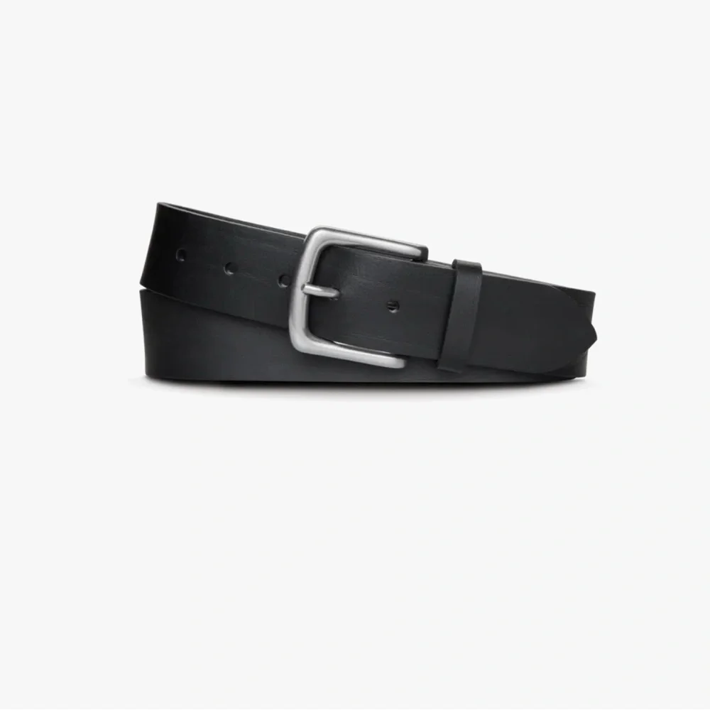 Shinola Black Leather Belt with Silver Buckle